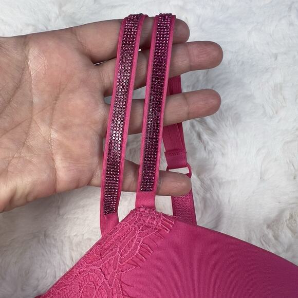 Victoria’s Secret Double Shine Strap Push-Up Lace Corset Bra Top Pink 36DD NWT - Picture 3 of 6